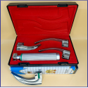  Laryngoscope Standard Macintosh Fiber Optic 3 Blade 1-2-3 Set Adult Handle Reusable Blades Stainless Steel Standard Quality Blades Premium Quality Plastics Box Red Colour Blister Packing into Lapa Boxboard Box Packed