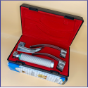 Laryngoscope Standard Macintosh Fiber Optic 3 Blade 2-3-4 Set Adult Handle Reusable Blades Stainless Steel Standard Quality Blades Premium Quality Plastics Box Red Colour Blister Packing into Lapa Boxboard Box Packed