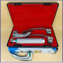 Laryngoscope Standard Macintosh Fiber Optic 3 Blade 2-3-4 Set Adult Handle Reusable Blades Stainless Steel Standard Quality Blades Premium Quality Plastics Box Red Colour Blister Packing into Lapa Boxboard Box Packed