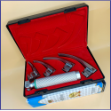 Laryngoscope Standard Macintosh Fiber Optic 4 Blade 0-1-2-3 Set Adult Handle Reusable Blades Stainless Steel Standard Quality Blades Plastics Box Red Colour Blister Packing into Lapa Boxboard Box Packed