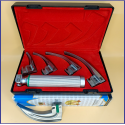 Laryngoscope Standard Macintosh Fiber Optic 4 Blade 0-1-2-3 Set Adult Handle Reusable Blades Stainless Steel Standard Quality Blades Plastics Box Red Colour Blister Packing into Lapa Boxboard Box Packed