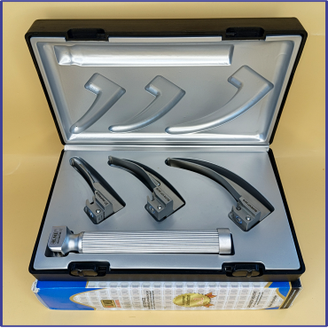 Laryngoscope Conventional Standard Macintosh 3 Blade 0-1-2 Set Child Handle Premium Quality Plastics Box Blister Packing Sliver Gary Colour into Lapa Boxboard Box Packed