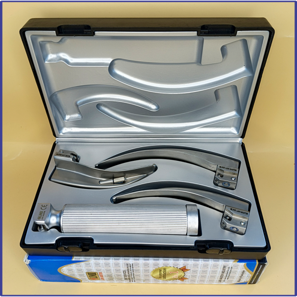 Laryngoscope Conventional Standard Macintosh 3 Blade 2-3-4 Set Adult Handle Premium Quality Plastics Box Blister Packing Sliver Gary Colour into Lapa Boxboard Box Packed