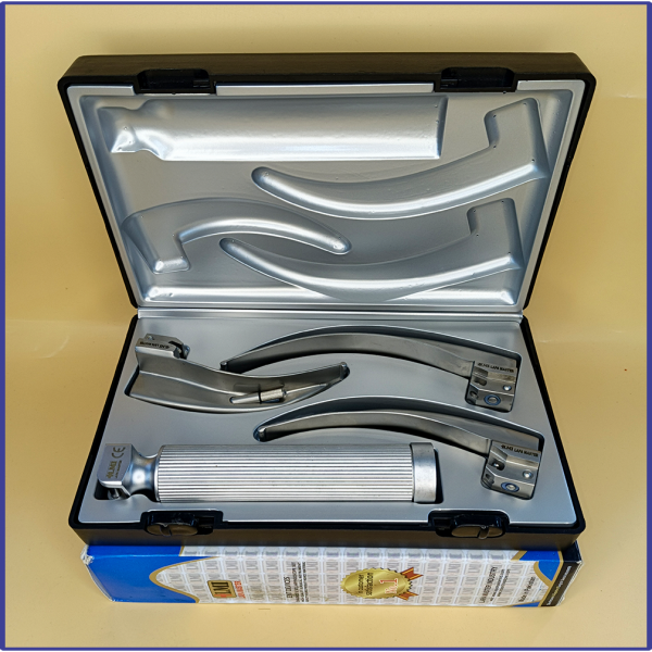 Laryngoscope Conventional Standard Macintosh 3 Blade 2-3-4 Set Adult Handle Premium Quality Plastics Box Blister Packing Sliver Gary Colour into Lapa Boxboard Box Packed