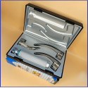 Laryngoscope Macintosh Fiber Optic 3 Blade 1-2-3 Set Adult Handle Premium Quality Reusable Blades Premium Quality Plastics Box Blister Packing Sliver Gary Colour into Lapa Boxboard Box Packed