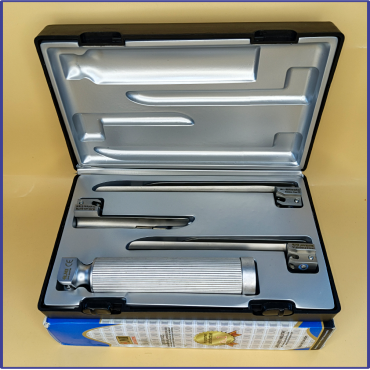 Laryngoscope Conventional Standard Miller 3 Blade 1-2-3 Set Adult Handle Premium Quality Plastics Box Blister Packing Sliver Gary Colour into Lapa Boxboard Box Packed