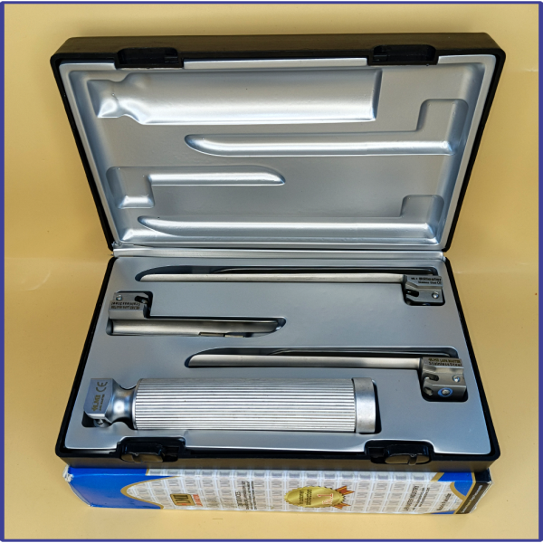 Laryngoscope Conventional Standard Miller 3 Blade 1-2-3 Set Adult Handle Premium Quality Plastics Box Blister Packing Sliver Gary Colour into Lapa Boxboard Box Packed