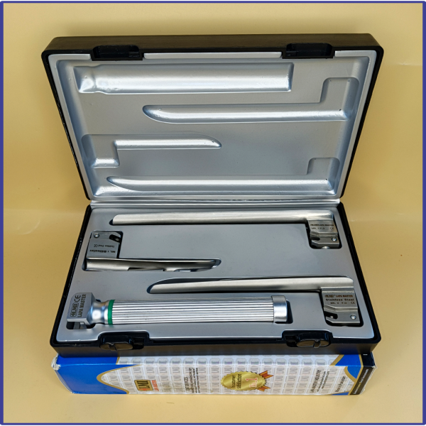 Laryngoscope Miller Fiber Optic 3 Blade 1-2-3  Set Child Handle Premium Quality Reusable Blades Premium Quality Plastics Box Blister Packing Sliver Gary Colour into Lapa Boxboard Box Packed