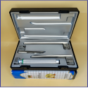 Laryngoscope Miller Fiber Optic 3 Blade 1-2-3  Set Child Handle Premium Quality Reusable Blades Premium Quality Plastics Box Blister Packing Sliver Gary Colour into Lapa Boxboard Box Packed