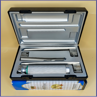 Laryngoscope Miller Fiber Optic 3 Blade 2-3-4  Set Adult Handle Premium Quality Reusable Blades Premium Quality Plastics Box Blister Packing Sliver Gary Colour into Lapa Boxboard Box Packed