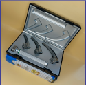 Laryngoscope integral Macintosh Fiber Optic 3 Blade 0-1-2 Set Child Handle Premium Quality Reusable Blades Premium Quality Plastics Box Blister Packing Sliver Gary Colour into Lapa Boxboard Box Packed