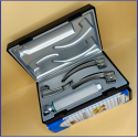 Laryngoscope integral Macintosh Fiber Optic 3 Blade 1-2-3 Set Adult Handle Premium Quality Reusable Blades Premium Quality Plastics Box Blister Packing Sliver Gary Colour into Lapa Boxboard Box Packed