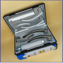 Laryngoscope integral Macintosh Fiber Optic 3 Blade 2-3-4 Set Adult Handle Premium Quality Reusable Blade Premium Quality Plastics Box Blister Packing Sliver Gary Colour into Lapa Boxboard Box Packed
