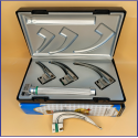 Laryngoscope Standard Macintosh Fiber Optic 3 Blade 0-1-2 Set Child Handle Reusable Blades Stainless Steel Standard Quality Blades Premium Quality Plastics Box Blister Packing Sliver Gary Colour into Lapa Boxboard Box Packed