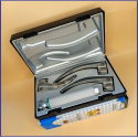 Laryngoscope Standard Macintosh Fiber Optic 3 Blade 2-3-4 Set Adult Handle Reusable Blades Stainless Steel Standard Quality Blades Premium Quality Plastics Box Blister Packing Sliver Gary Colour into Lapa Boxboard Box Packed