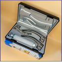 Laryngoscope Standard Macintosh Fiber Optic 3 Blade 2-3-4 Set Adult Handle Reusable Blades Stainless Steel Standard Quality Blades Premium Quality Plastics Box Blister Packing Sliver Gary Colour into Lapa Boxboard Box Packed