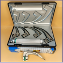 Laryngoscope Standard Macintosh Fiber Optic 4 Blade 0-1-2-3 Set Adult Handle Reusable Blades Stainless Steel Standard Quality, Premium Quality Plastics Box Blister Packing Sliver Gary Colour into Lapa Boxboard Box Packed