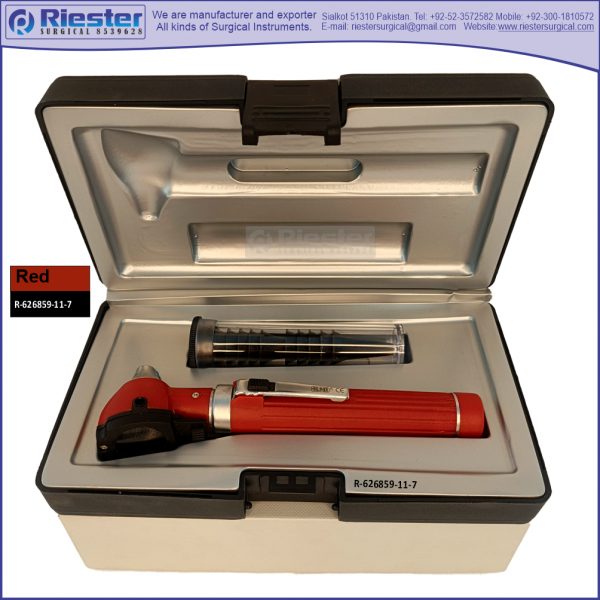 Mini Otoscope Fiber Optic Red