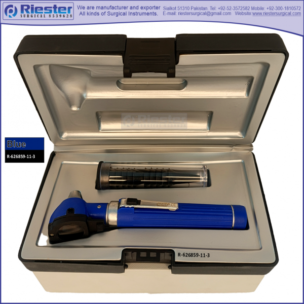 Mini Otoscope Fiber Optic Blue with Disposable Cannulas in Box Packed