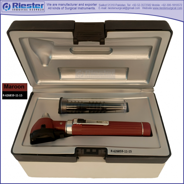 Mini Otoscope Fiber Optic Maroon