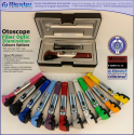 Mini Otoscope Fiber Optic Maroon with Disposable Cannulas in Box Packed