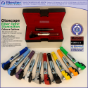 Mini Otoscope Fiber Optic Maroon with Disposable Cannulas in Box Packed