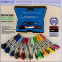 Mini Otoscope Fiber Optic Maroon with Disposable Cannulas in Box Packed