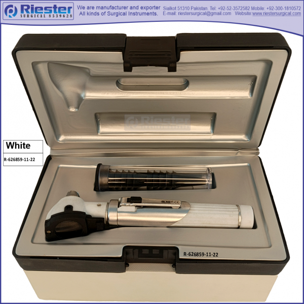 Mini Otoscope Fiber Optic White with Disposable Cannulas in Box Packed